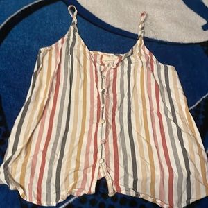 Striped button front tank